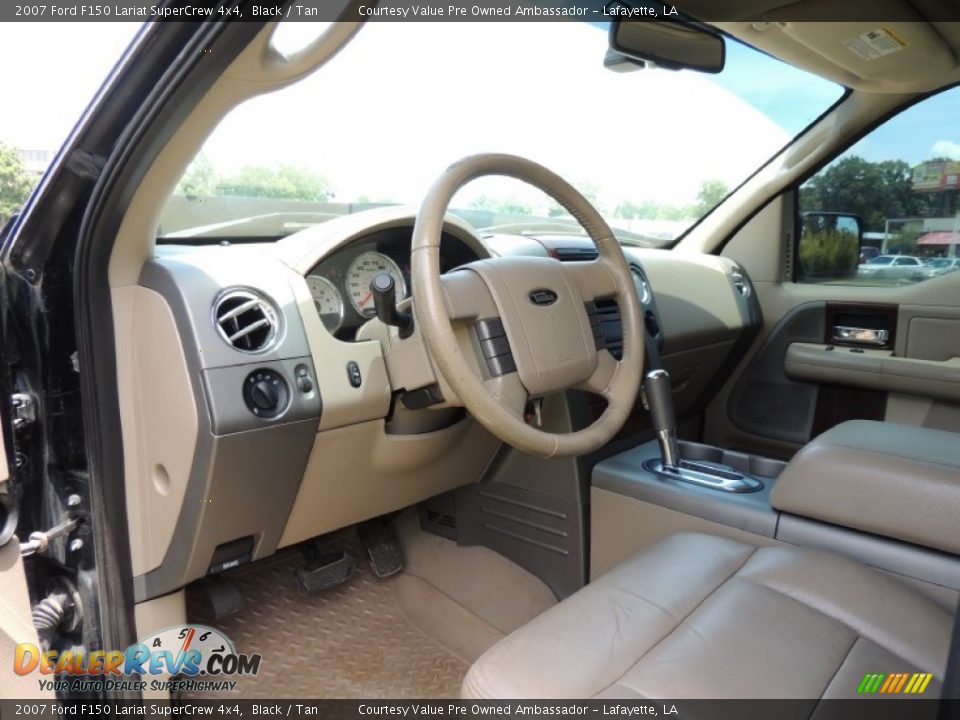 2007 Ford F150 Lariat SuperCrew 4x4 Black / Tan Photo #13