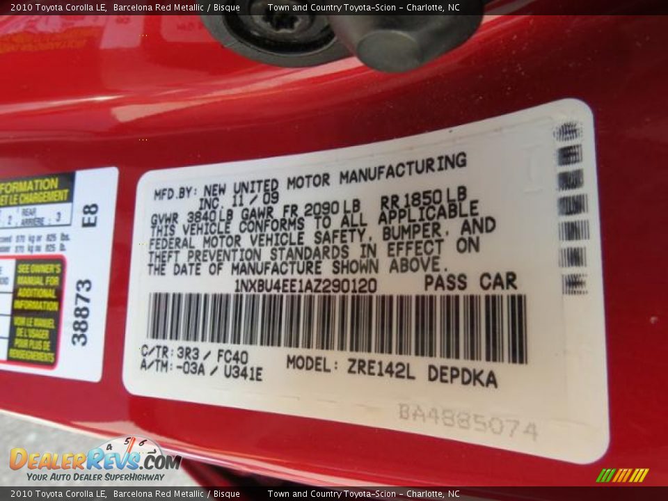 2010 Toyota Corolla LE Barcelona Red Metallic / Bisque Photo #9