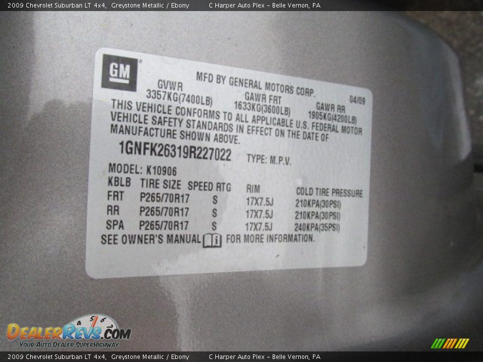 2009 Chevrolet Suburban LT 4x4 Greystone Metallic / Ebony Photo #23