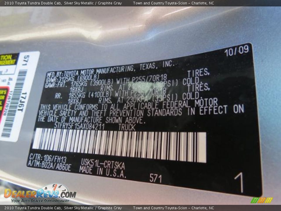 2010 Toyota Tundra Double Cab Silver Sky Metallic / Graphite Gray Photo #9