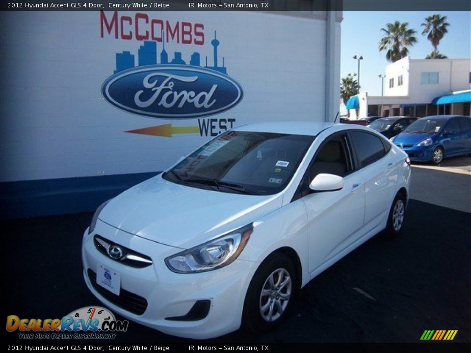 2012 Hyundai Accent GLS 4 Door Century White / Beige Photo #1