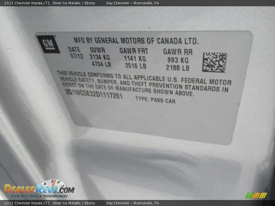 2013 Chevrolet Impala LTZ Silver Ice Metallic / Ebony Photo #19
