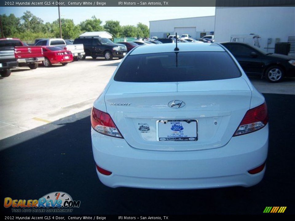 2012 Hyundai Accent GLS 4 Door Century White / Beige Photo #7