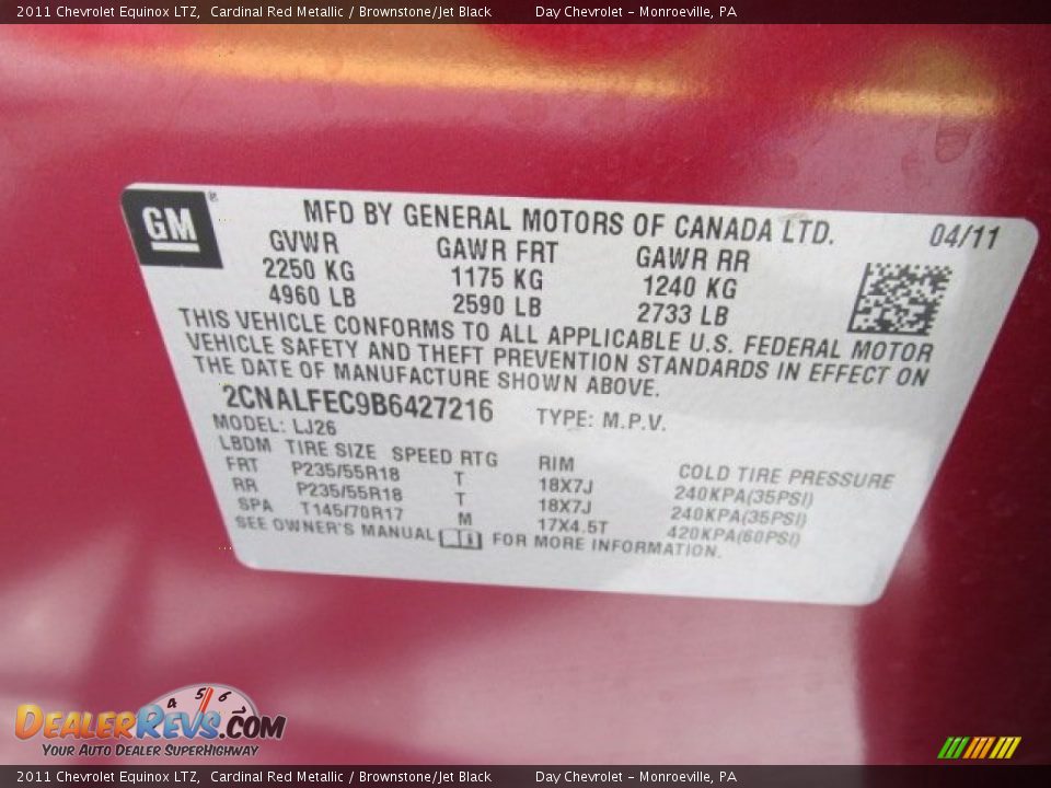 2011 Chevrolet Equinox LTZ Cardinal Red Metallic / Brownstone/Jet Black Photo #19