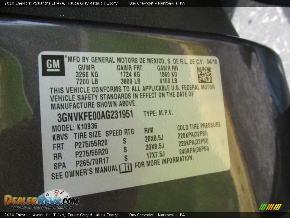 2010 Chevrolet Avalanche LT 4x4 Taupe Gray Metallic / Ebony Photo #20