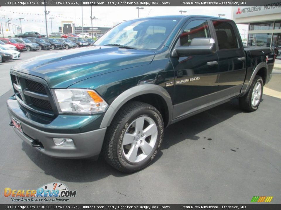 2011 Dodge Ram 1500 SLT Crew Cab 4x4 Hunter Green Pearl / Light Pebble Beige/Bark Brown Photo #3