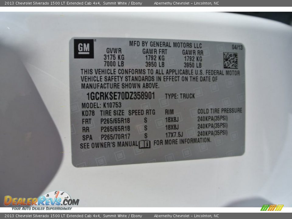 2013 Chevrolet Silverado 1500 LT Extended Cab 4x4 Summit White / Ebony Photo #7