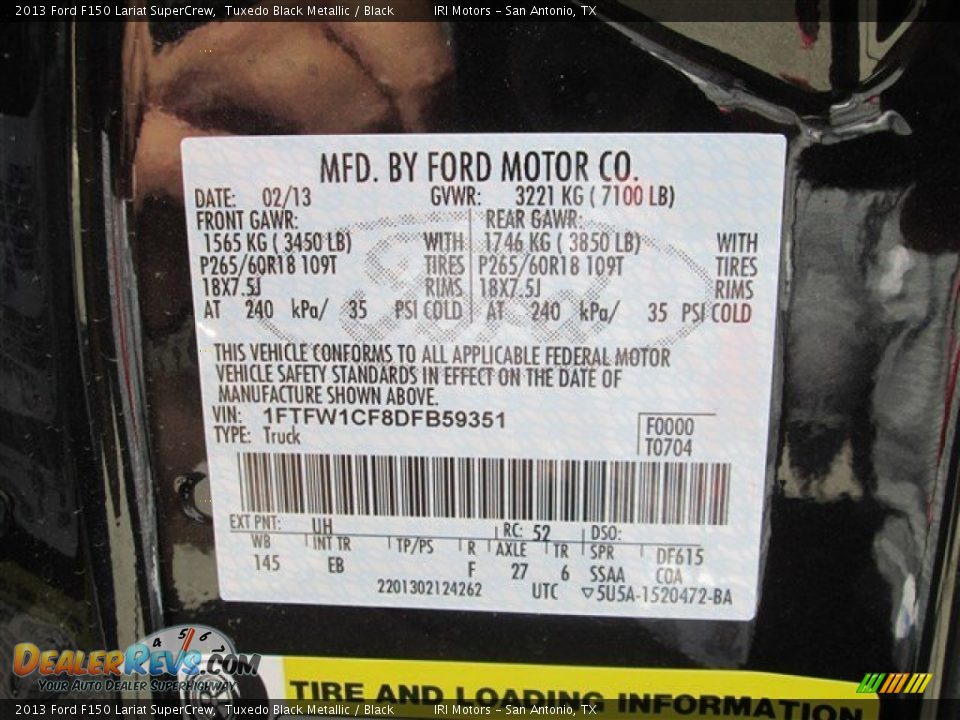 2013 Ford F150 Lariat SuperCrew Tuxedo Black Metallic / Black Photo #20