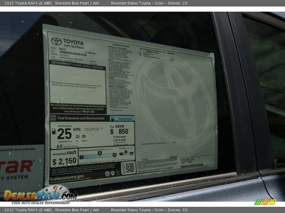 2013 Toyota RAV4 LE AWD Shoreline Blue Pearl / Ash Photo #10