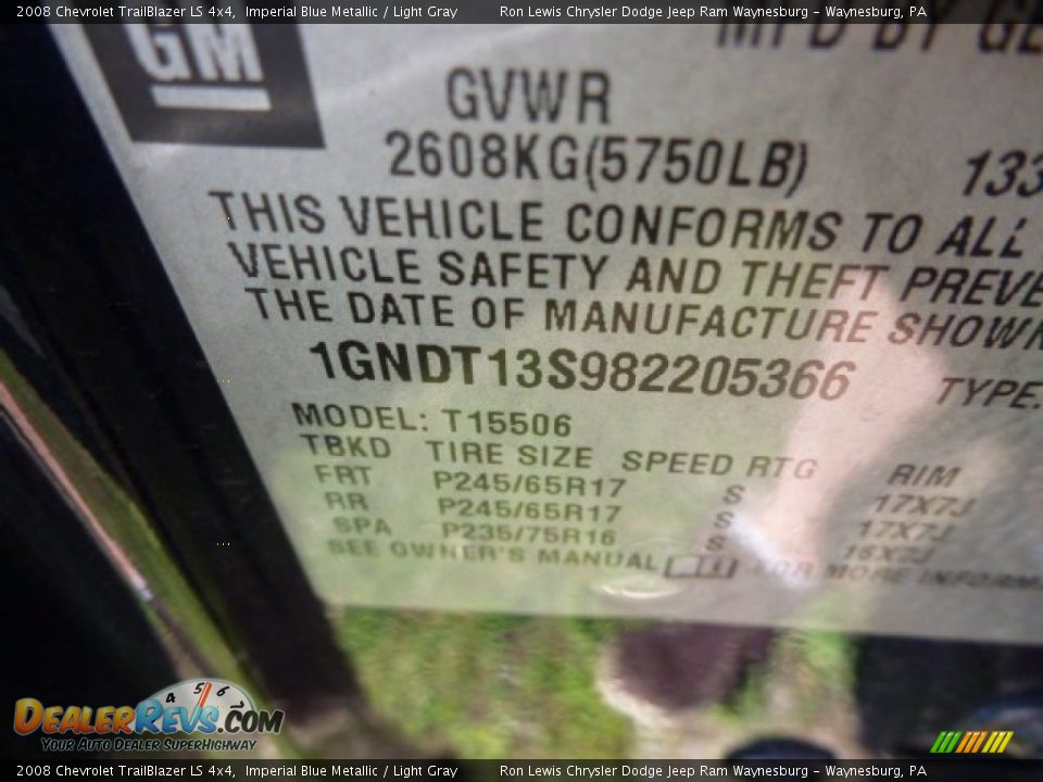 2008 Chevrolet TrailBlazer LS 4x4 Imperial Blue Metallic / Light Gray Photo #18