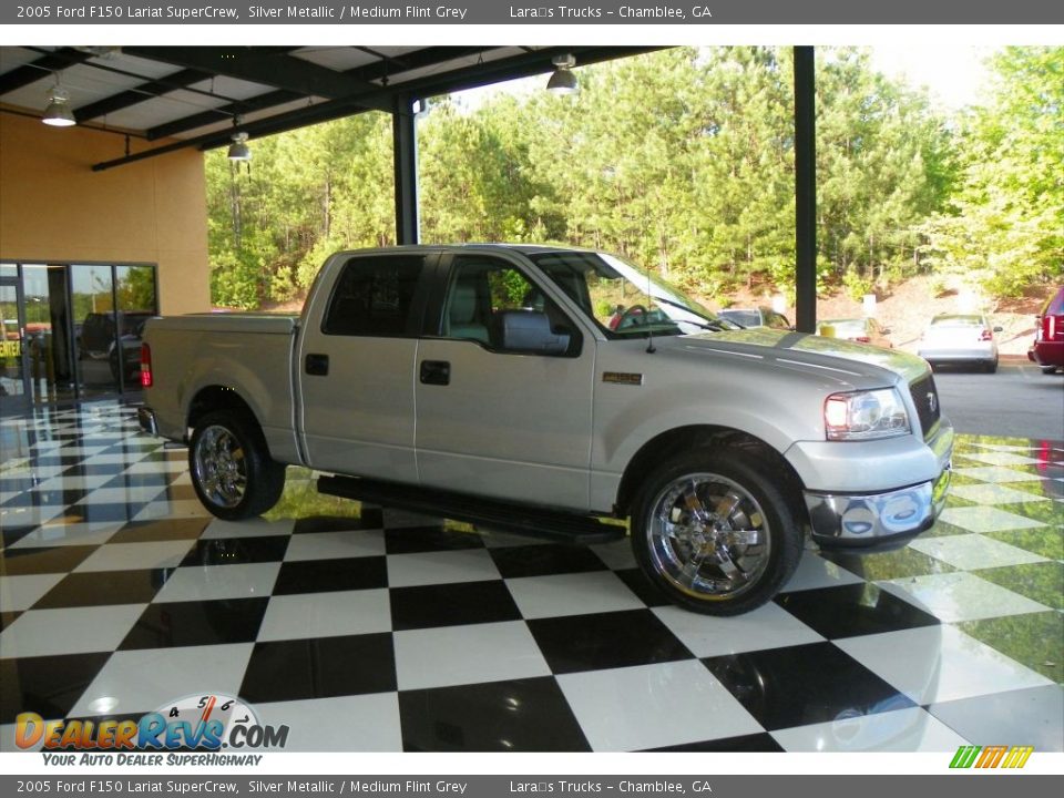 2005 Ford F150 Lariat SuperCrew Silver Metallic / Medium Flint Grey Photo #1