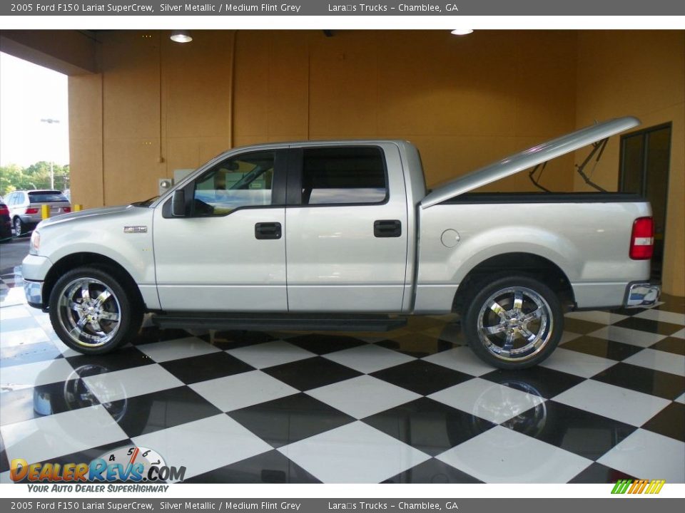 2005 Ford F150 Lariat SuperCrew Silver Metallic / Medium Flint Grey Photo #7