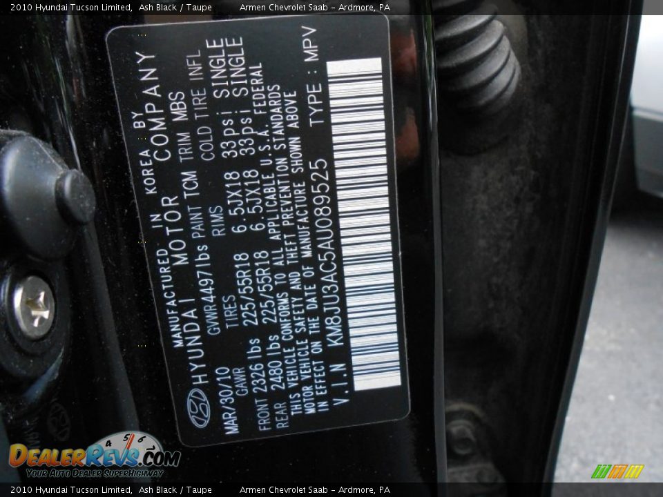 2010 Hyundai Tucson Limited Ash Black / Taupe Photo #25
