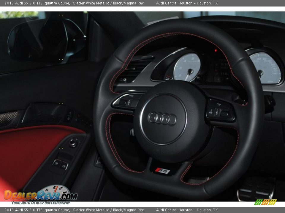 2013 Audi S5 3.0 TFSI quattro Coupe Glacier White Metallic / Black/Magma Red Photo #26