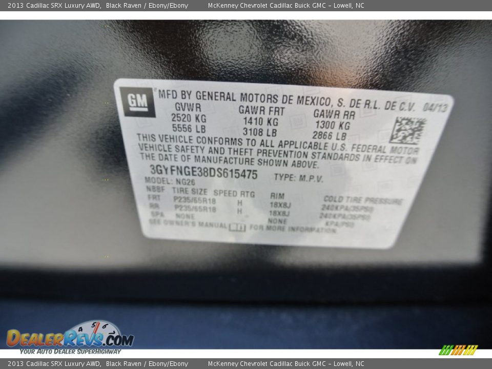 2013 Cadillac SRX Luxury AWD Black Raven / Ebony/Ebony Photo #7