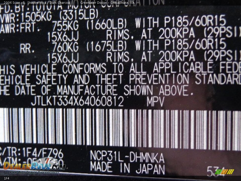 Scion Color Code 1F4 Shadow Mica