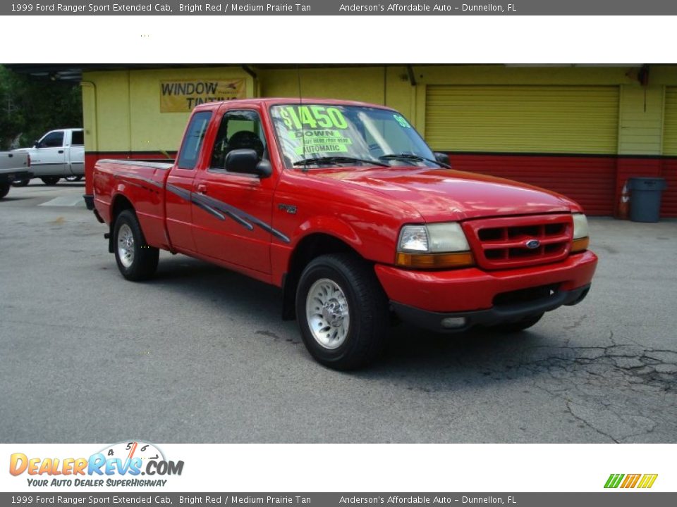 1999 Ford Ranger Sport Extended Cab Bright Red / Medium Prairie Tan Photo #1