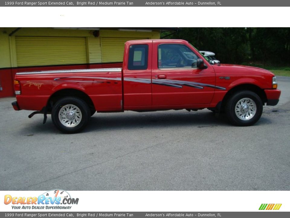 1999 Ford Ranger Sport Extended Cab Bright Red / Medium Prairie Tan Photo #2