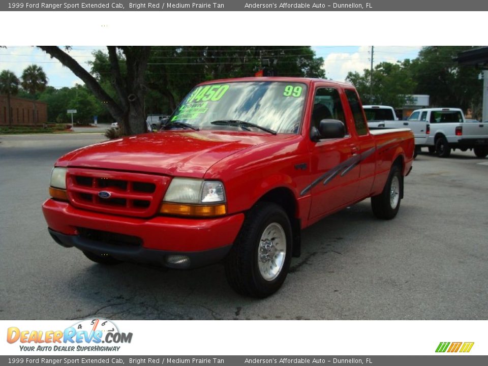 1999 Ford Ranger Sport Extended Cab Bright Red / Medium Prairie Tan Photo #7