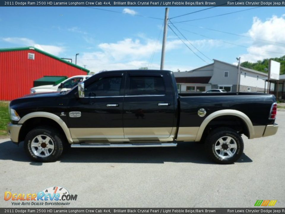 2011 Dodge Ram 2500 HD Laramie Longhorn Crew Cab 4x4 Brilliant Black Crystal Pearl / Light Pebble Beige/Bark Brown Photo #2