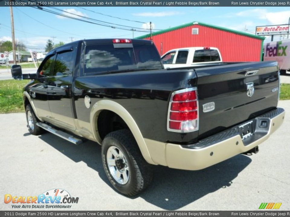 2011 Dodge Ram 2500 HD Laramie Longhorn Crew Cab 4x4 Brilliant Black Crystal Pearl / Light Pebble Beige/Bark Brown Photo #3