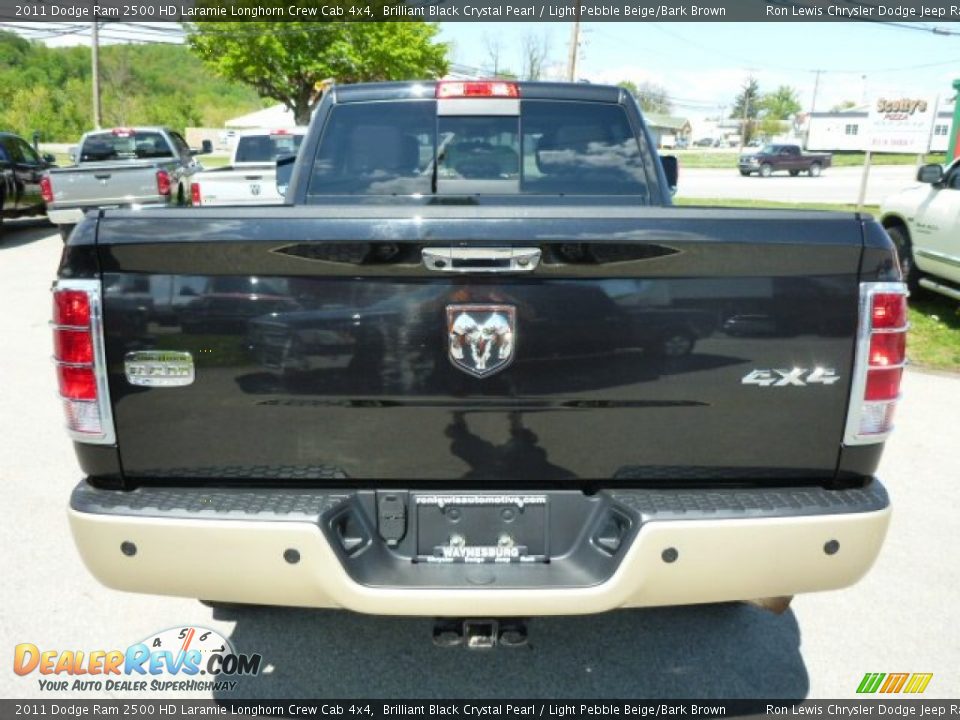 2011 Dodge Ram 2500 HD Laramie Longhorn Crew Cab 4x4 Brilliant Black Crystal Pearl / Light Pebble Beige/Bark Brown Photo #4