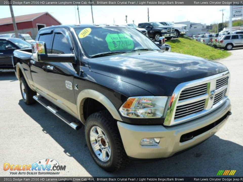 2011 Dodge Ram 2500 HD Laramie Longhorn Crew Cab 4x4 Brilliant Black Crystal Pearl / Light Pebble Beige/Bark Brown Photo #6