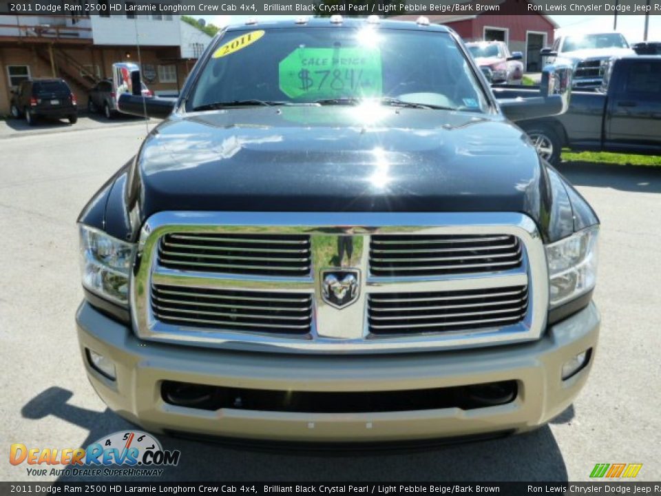 2011 Dodge Ram 2500 HD Laramie Longhorn Crew Cab 4x4 Brilliant Black Crystal Pearl / Light Pebble Beige/Bark Brown Photo #7