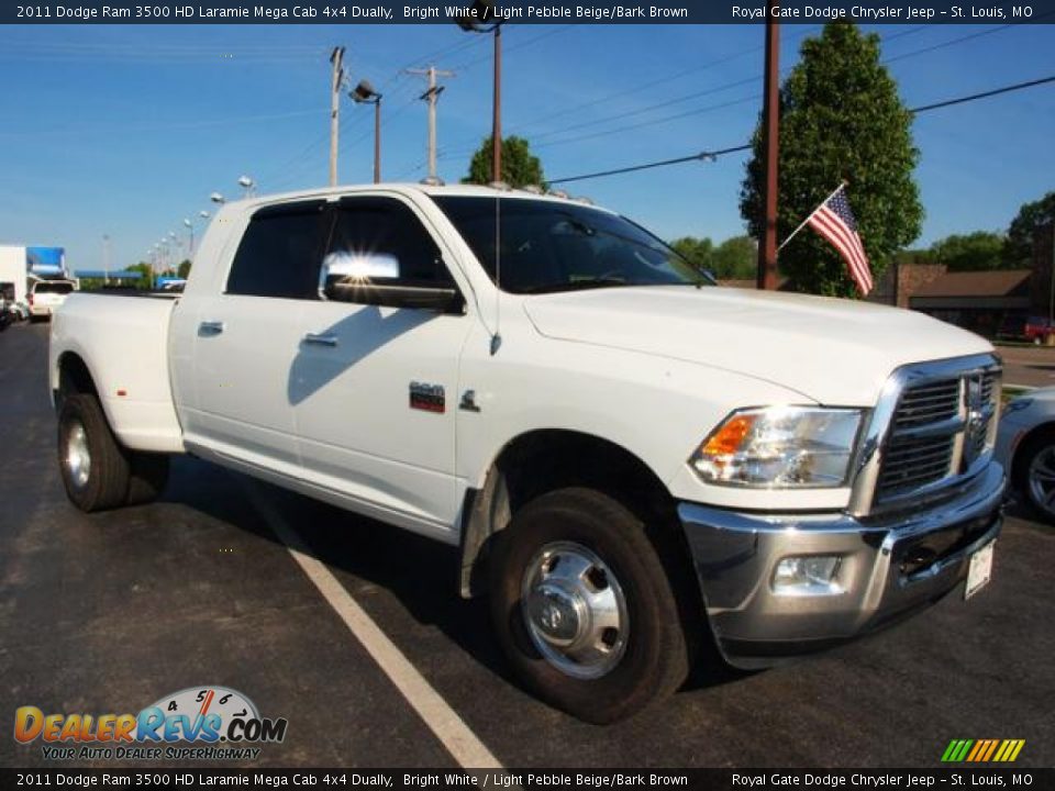 Front 3/4 View of 2011 Dodge Ram 3500 HD Laramie Mega Cab 4x4 Dually Photo #2
