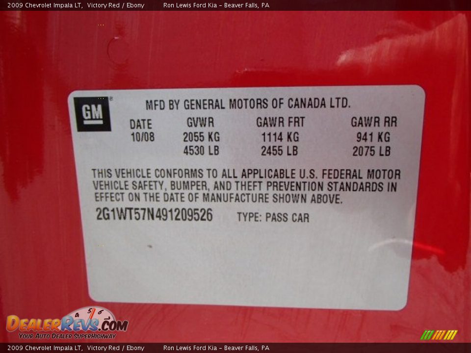 2009 Chevrolet Impala LT Victory Red / Ebony Photo #20