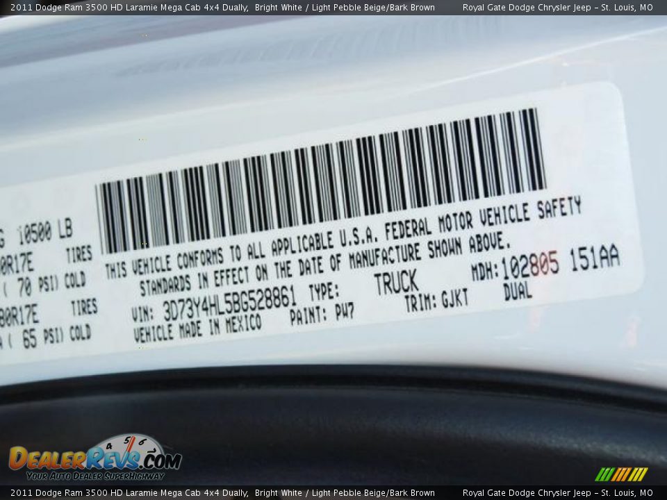 2011 Dodge Ram 3500 HD Laramie Mega Cab 4x4 Dually Bright White / Light Pebble Beige/Bark Brown Photo #18