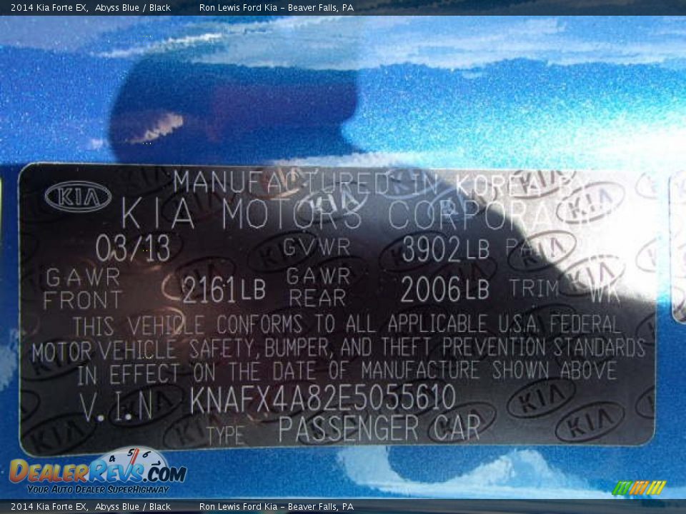 2014 Kia Forte EX Abyss Blue / Black Photo #20