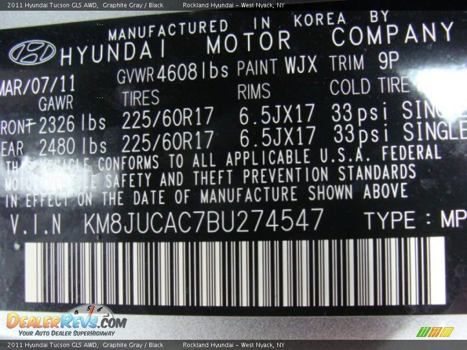 2011 Hyundai Tucson GLS AWD Graphite Gray / Black Photo #30