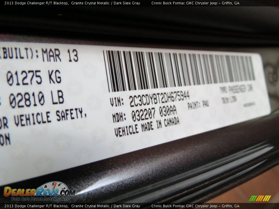 2013 Dodge Challenger R/T Blacktop Granite Crystal Metallic / Dark Slate Gray Photo #18