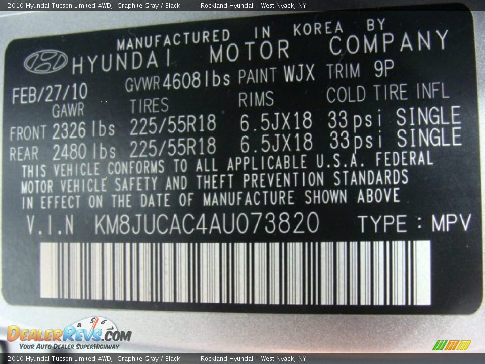 2010 Hyundai Tucson Limited AWD Graphite Gray / Black Photo #32