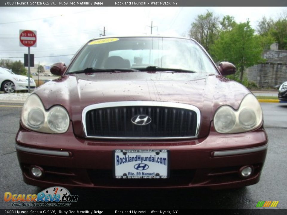 2003 Hyundai Sonata GLS V6 Ruby Red Metallic / Beige Photo #2