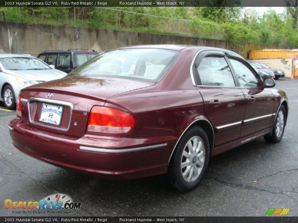 2003 Hyundai Sonata GLS V6 Ruby Red Metallic / Beige Photo #4