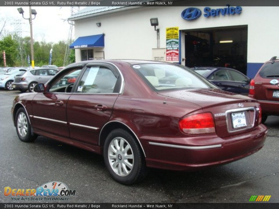 2003 Hyundai Sonata GLS V6 Ruby Red Metallic / Beige Photo #6