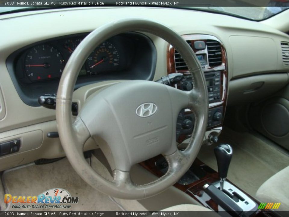 2003 Hyundai Sonata GLS V6 Ruby Red Metallic / Beige Photo #9