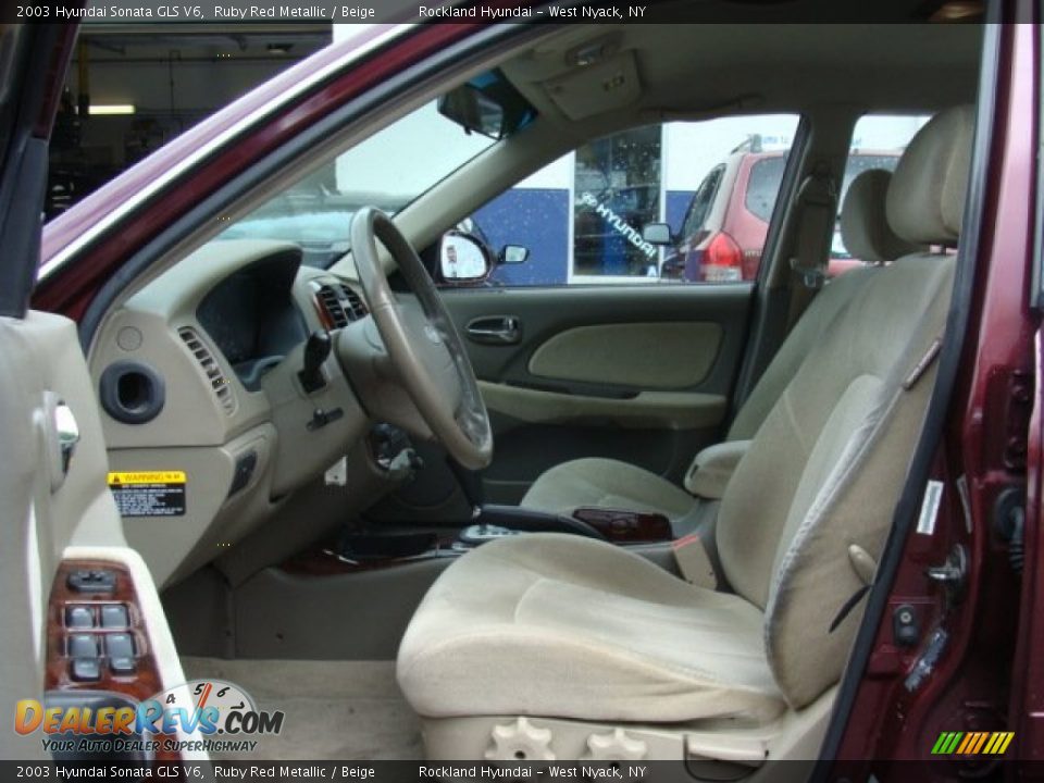 2003 Hyundai Sonata GLS V6 Ruby Red Metallic / Beige Photo #10