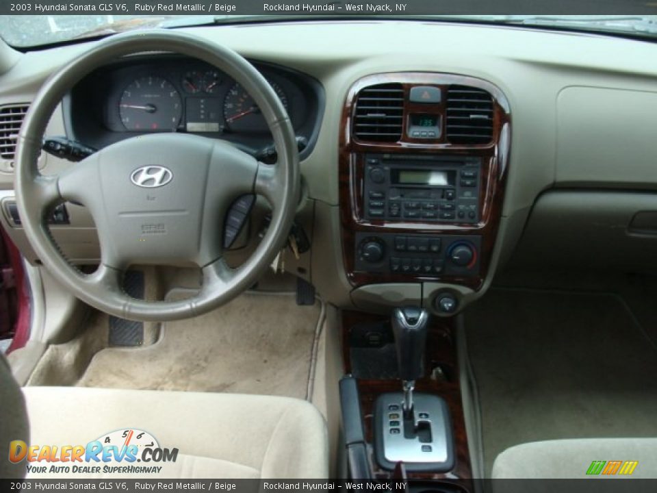 2003 Hyundai Sonata GLS V6 Ruby Red Metallic / Beige Photo #11