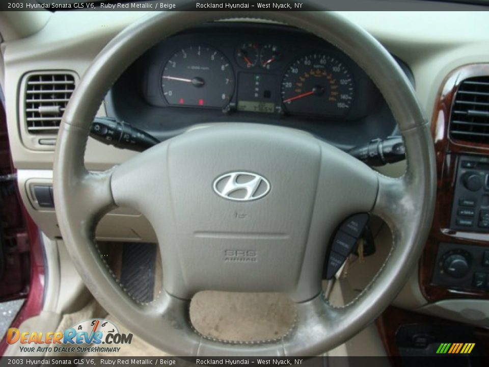 2003 Hyundai Sonata GLS V6 Ruby Red Metallic / Beige Photo #13