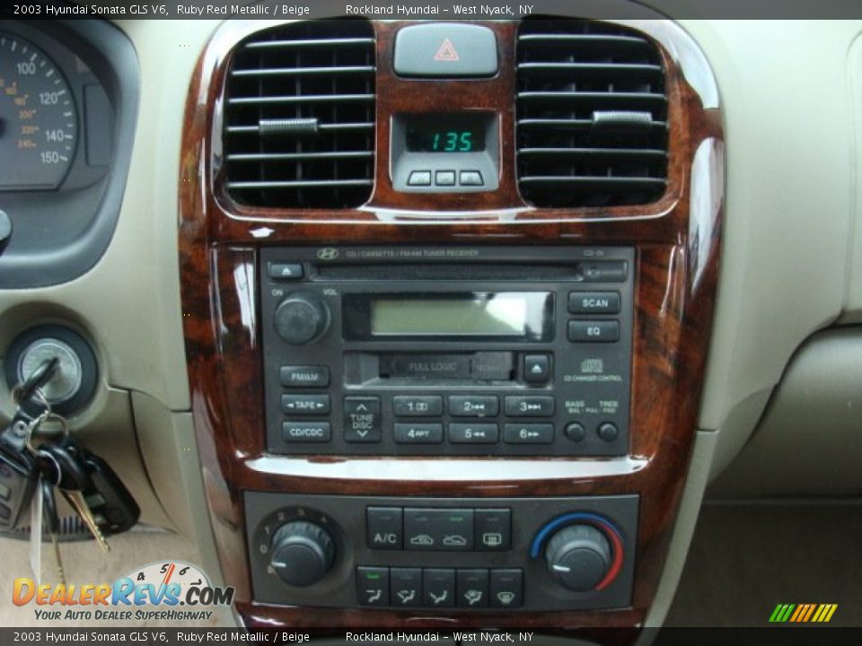 2003 Hyundai Sonata GLS V6 Ruby Red Metallic / Beige Photo #16
