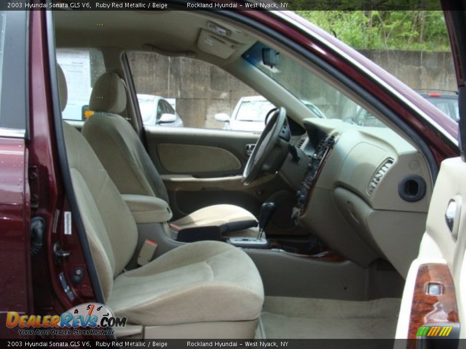 2003 Hyundai Sonata GLS V6 Ruby Red Metallic / Beige Photo #24