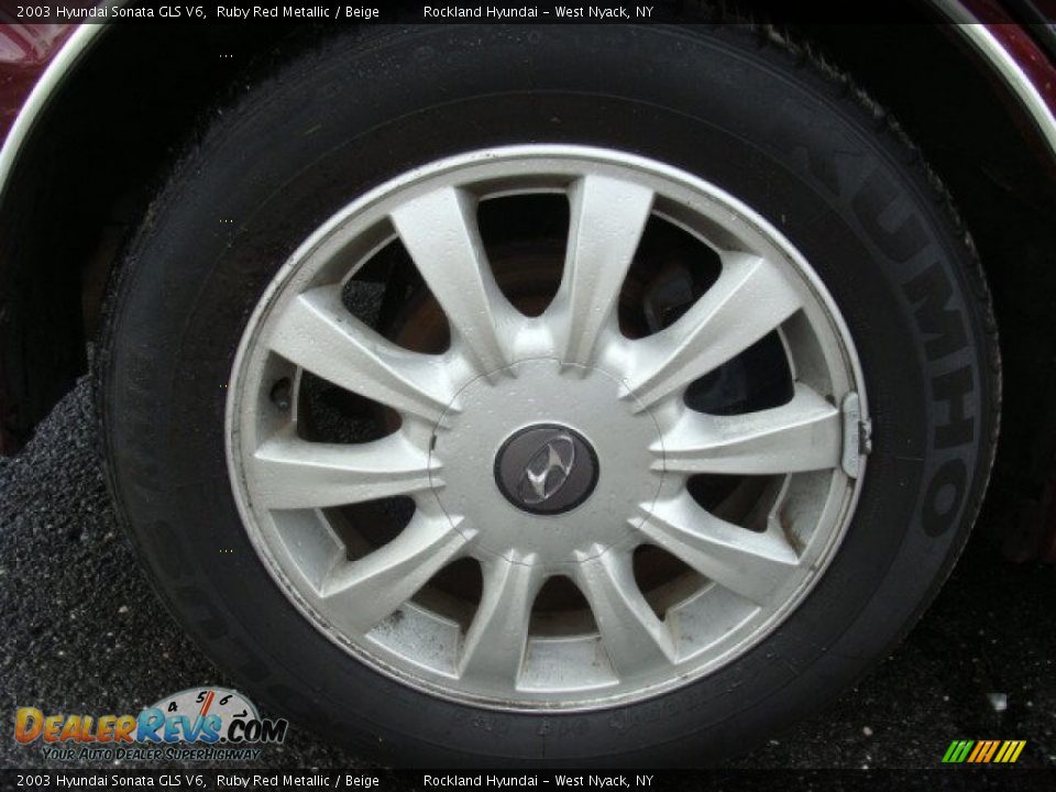 2003 Hyundai Sonata GLS V6 Ruby Red Metallic / Beige Photo #25
