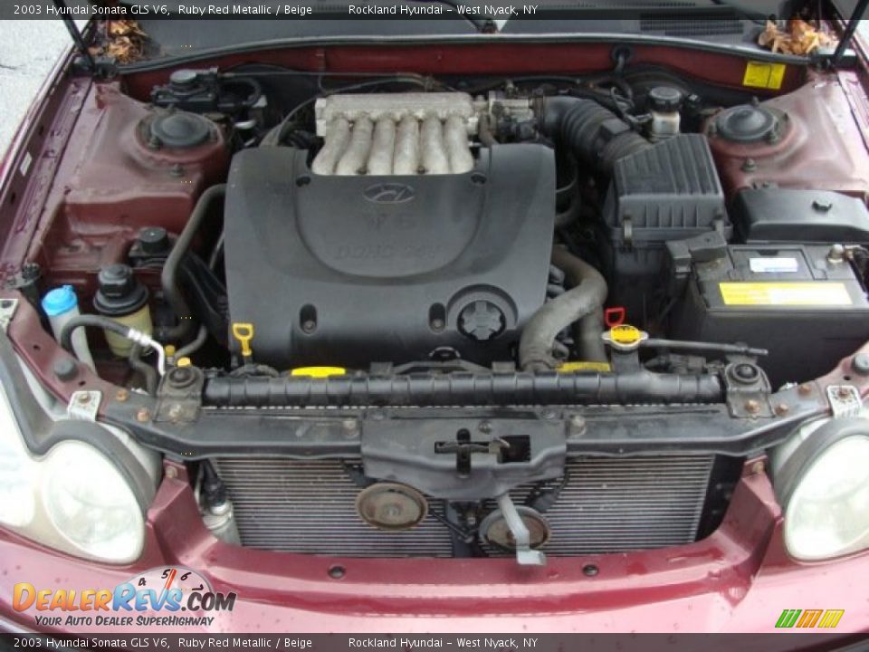 2003 Hyundai Sonata GLS V6 Ruby Red Metallic / Beige Photo #27