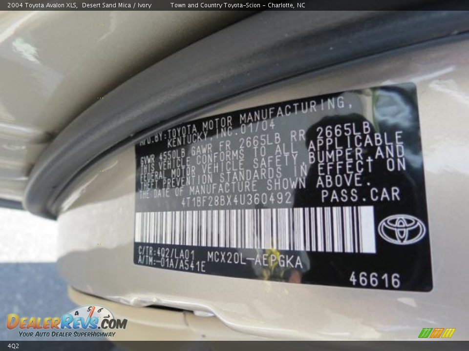 Toyota Color Code 4Q2 Desert Sand Mica