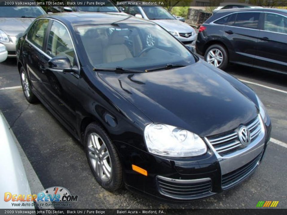2009 Volkswagen Jetta TDI Sedan Black Uni / Pure Beige Photo #1