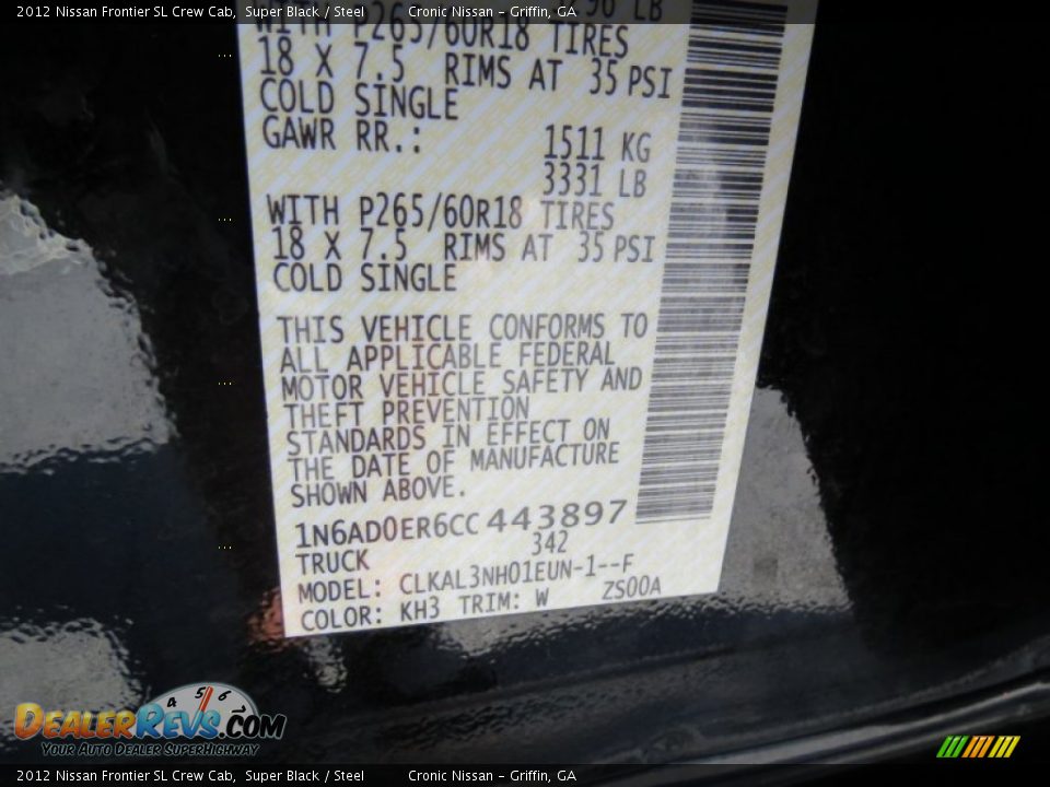 2012 Nissan Frontier SL Crew Cab Super Black / Steel Photo #23