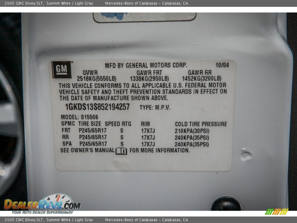 2005 GMC Envoy SLT Summit White / Light Gray Photo #20